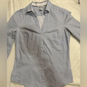 H&M Clean Micro Print Long Sleeve Shirt Elevated Basic Office Wear Workday Ready